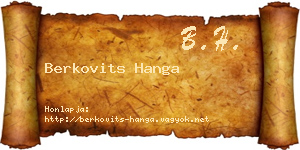 Berkovits Hanga névjegykártya